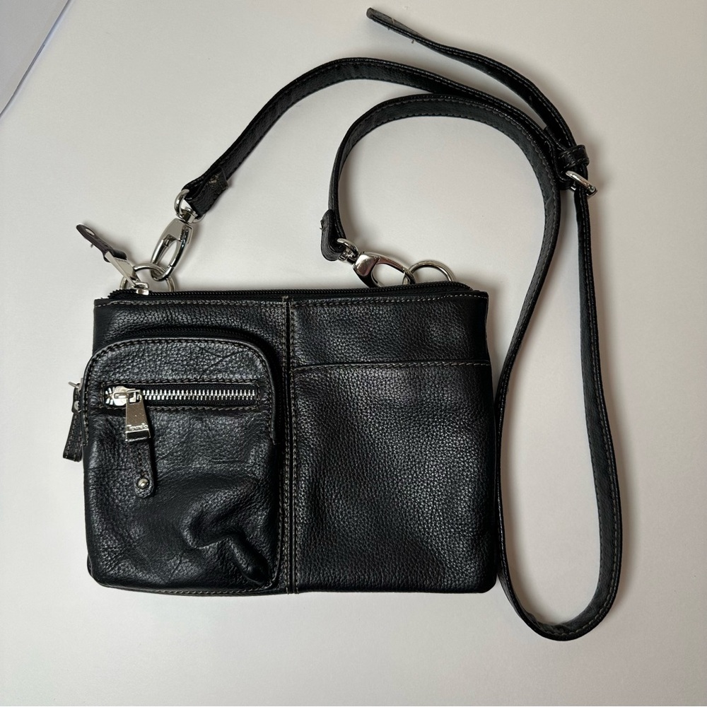 Tignanello Black Leather Crossbody Bag